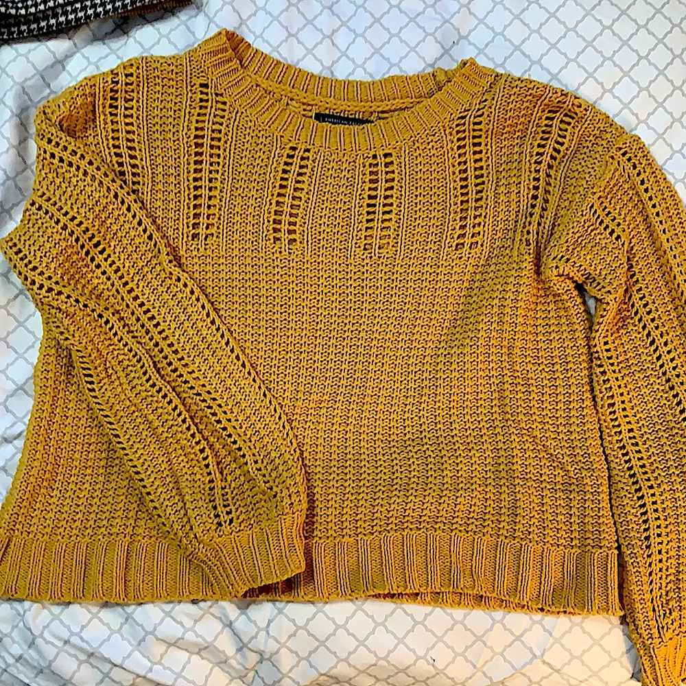 Mustard colored sweater from American Eagle.